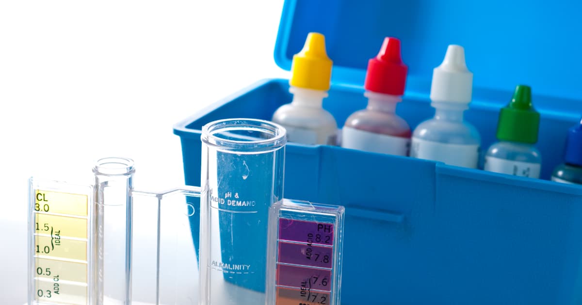 Swimming Pool test kit for testing chemical levels.